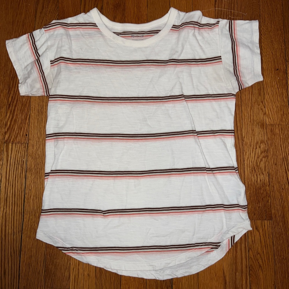 Madewell soft white striped t shirt